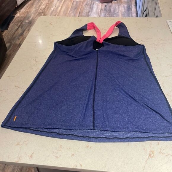 LUCY halter athletic tank top SZ XXL shimmer blue with neon pink straps SZ XL - Picture 1 of 15